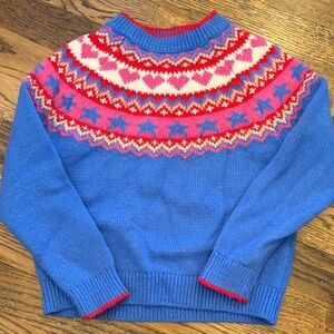 Mini Boden Blue and Red Star Patterned Sweater Size 5-6